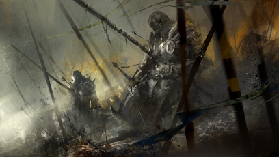 Concept art of battlefield for Guild Wars 2 by Richard Anderson