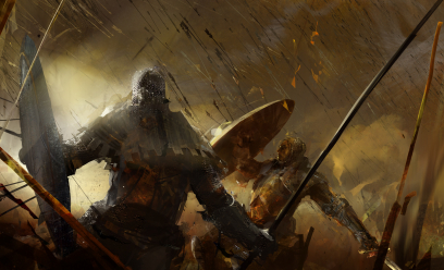 Concept art of shield scene for Guild Wars 2 by Richard Anderson
