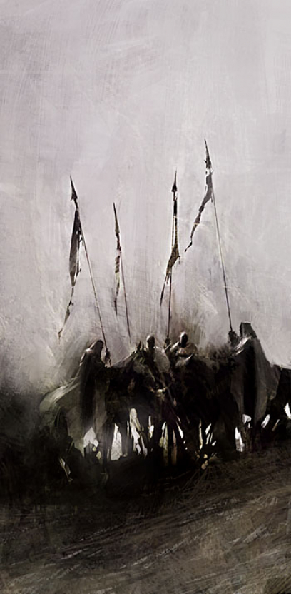 Concept art of four knights for Guild Wars 2 by Richard Anderson