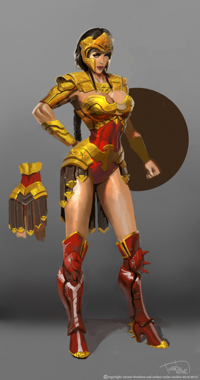 Concept art of Wonder Woman for Injustice Gods Among Us
