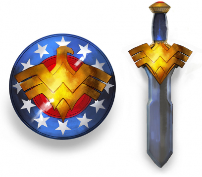 Concept art of Wonder Woman's Sword and Shield for Injustice: Gods Among Us