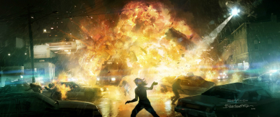 Concept art of an explosion from Beyond: Two Souls by Francois Baranger