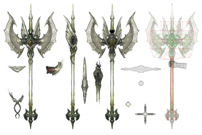 Concept art of Garuda Axe from Final Fantasy XIV: A Realm Reborn