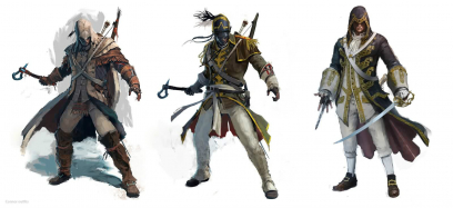 Connor Outfits - concept art from Assassin's Creed III by Remko Troost