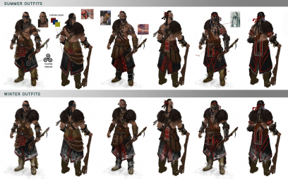 Kuruk the Bear Alternative Outfits - concept art from Assassin's Creed III by Johan Grenier