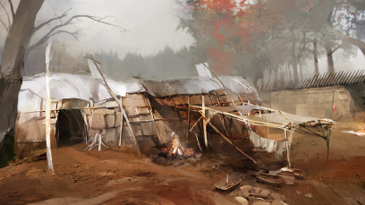 Mohawk Hut - concept art from Assassin's Creed III