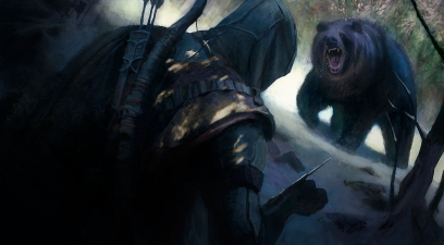 Bear Attack - concept art from Assassin's Creed III by Gilles Beloeil