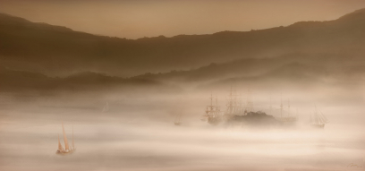 Ships in the Fog - concept art from Assassin's Creed III by Khai Nguyen