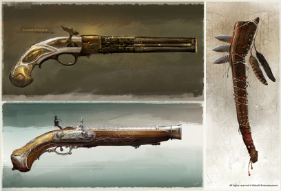 Weapons Concepts - concept art from Assassin's Creed III by Remko Troost