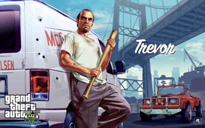 Concept art of Trevor with the van from Grand Theft Auto V