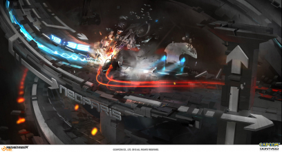 Concept art of a car accident from Remember Me by Frederic Augis