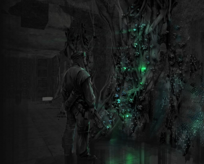 Concept art of glowing plants from Metro: Last Light