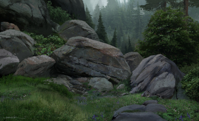 Concept art of rocks from The Last of Us by Aaron Limonick