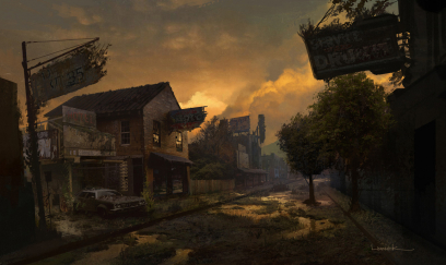 Concept art of twilight from The Last of Us by Aaron Limonick