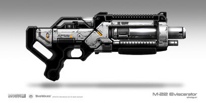 Concept art of the M-22 Eviscerator from Mass Effect 2 by Brian Sum