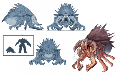 Concept art of a spider baby from Darksiders by Paul Richards