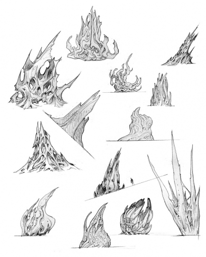 Concept art of hell growth from Darksiders by Paul Richards