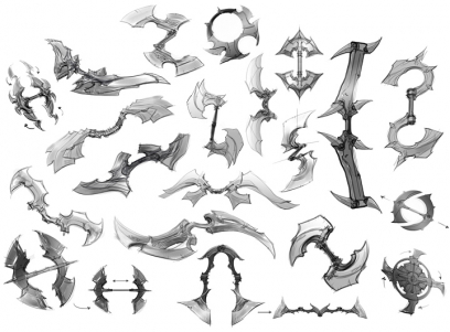 Concept art of a boomerang from Darksiders by Paul Richards