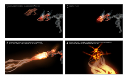 Concept art of a demonic weapon from Darksiders by Paul Richards