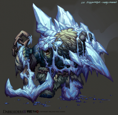Concept art of the Ice Juggernaught from Darksiders II by Avery Coleman