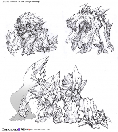 Concept art of the Ice Monster of Doom from Darksiders II by Avery Coleman