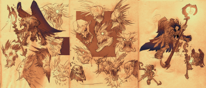 Concept art of Crowfather from Darksiders 2 by Paul Richards