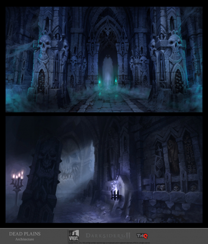 Concept art of Dead Plains Mood Sketches from Darksiders 2 by Jonathan Kirtz