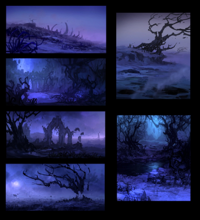 Concept art of Dead Plains Mood Sketches from Darksiders 2