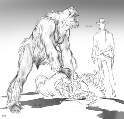 Concept art of Sasquatch from Red Dead Redemption by Hethe Srodawa