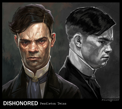 Pendleton Twins concept art from Dishonored by Viktor Anatov