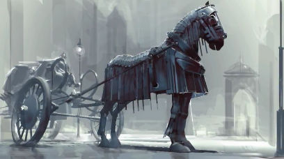 Horse Carriage concept art from Dishonored by Viktor Anatov