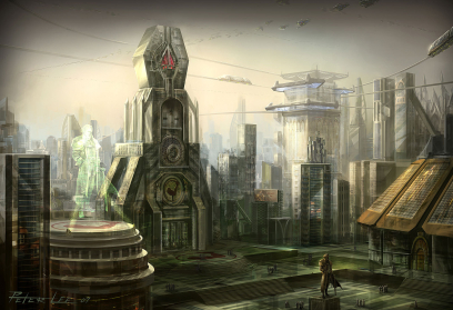 World concept art from Starcraft II by Peter Lee
