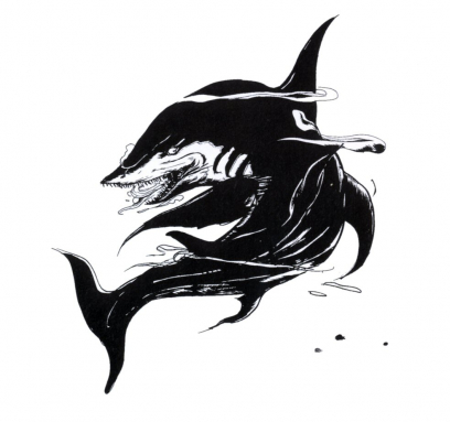 Shark concept art from Final Fantasy by Yoshitaka Amano