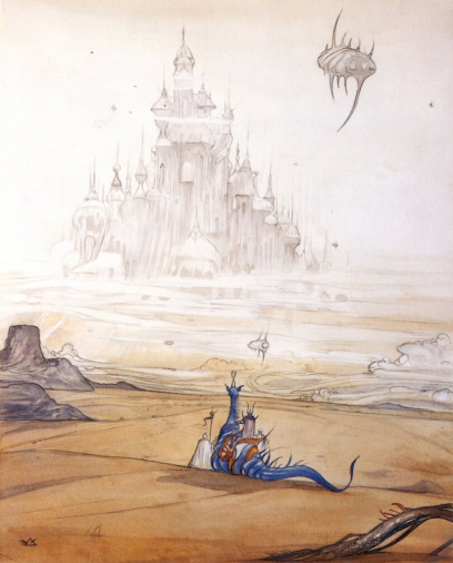 Foreign Castle concept art from Final Fantasy by Yoshitaka Amano