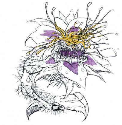 Death Flower concept art from Final Fantasy II by Yoshitaka Amano