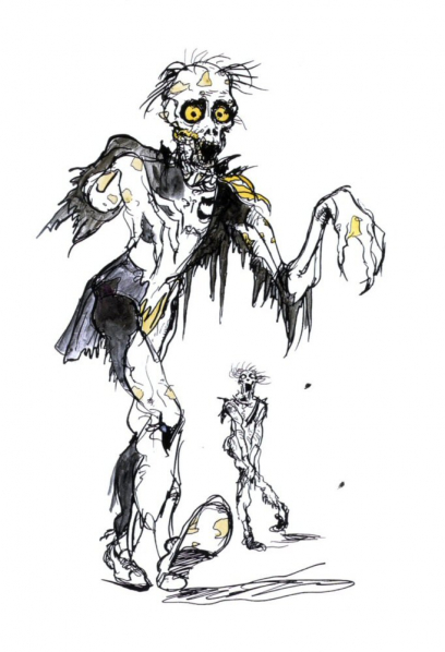 Zombie concept art from Final Fantasy II by Yoshitaka Amano
