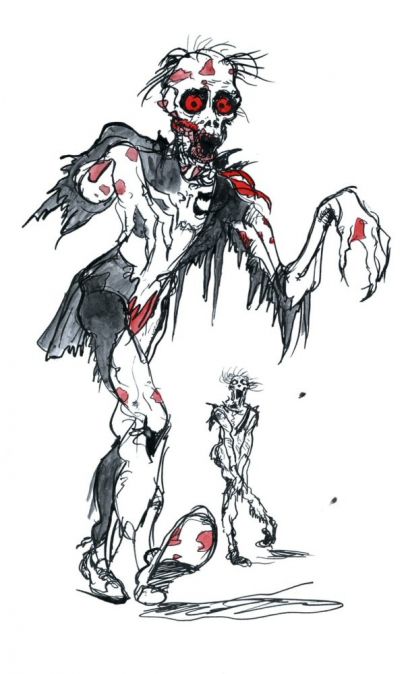 Zombie concept art from Final Fantasy II by Yoshitaka Amano