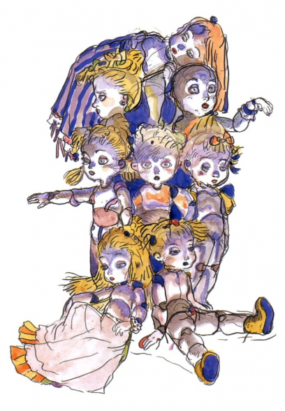 Calcabrina concept art from Final Fantasy IV by Yoshitaka Amano