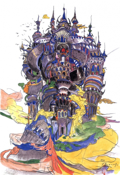Giant Of Babil concept art from Final Fantasy IV by Yoshitaka Amano