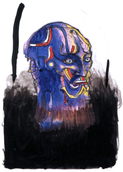 Deathmask concept art from Final Fantasy IV by Yoshitaka Amano