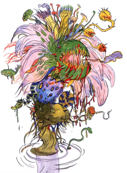 Mortblossom concept art from Final Fantasy IV by Yoshitaka Amano