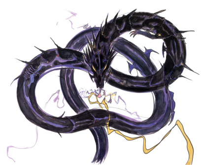 Shadow Dragon concept art from Final Fantasy IV by Yoshitaka Amano