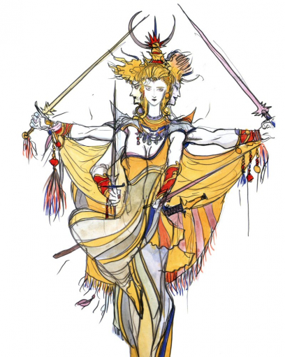 Asura concept art from Final Fantasy IV by Yoshitaka Amano