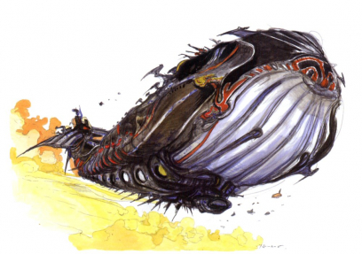Lunar Whale concept art from Final Fantasy IV by Yoshitaka Amano