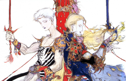 Red Sword Blue Sword concept art from Final Fantasy V by Yoshitaka Amano