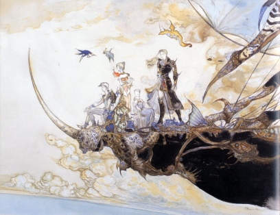 Shared Destiny concept art from Final Fantasy V by Yoshitaka Amano
