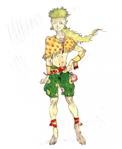 Gau concept art from Final Fantasy VI by Yoshitaka Amano