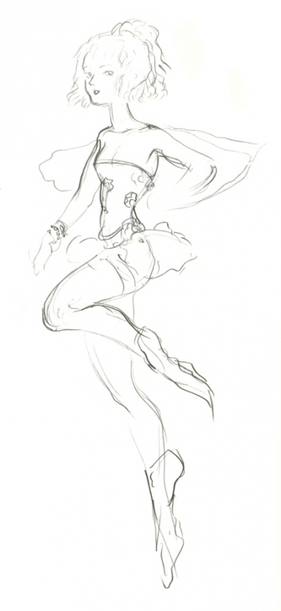 Terra Branford Sketch concept art from Final Fantasy VI by Yoshitaka Amano