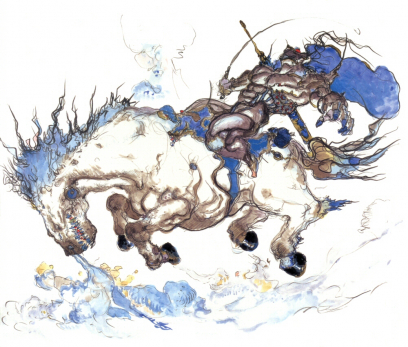 Raiden concept art from Final Fantasy VI by Yoshitaka Amano