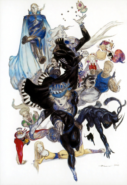 Group Artwork concept art from Final Fantasy VI by Yoshitaka Amano